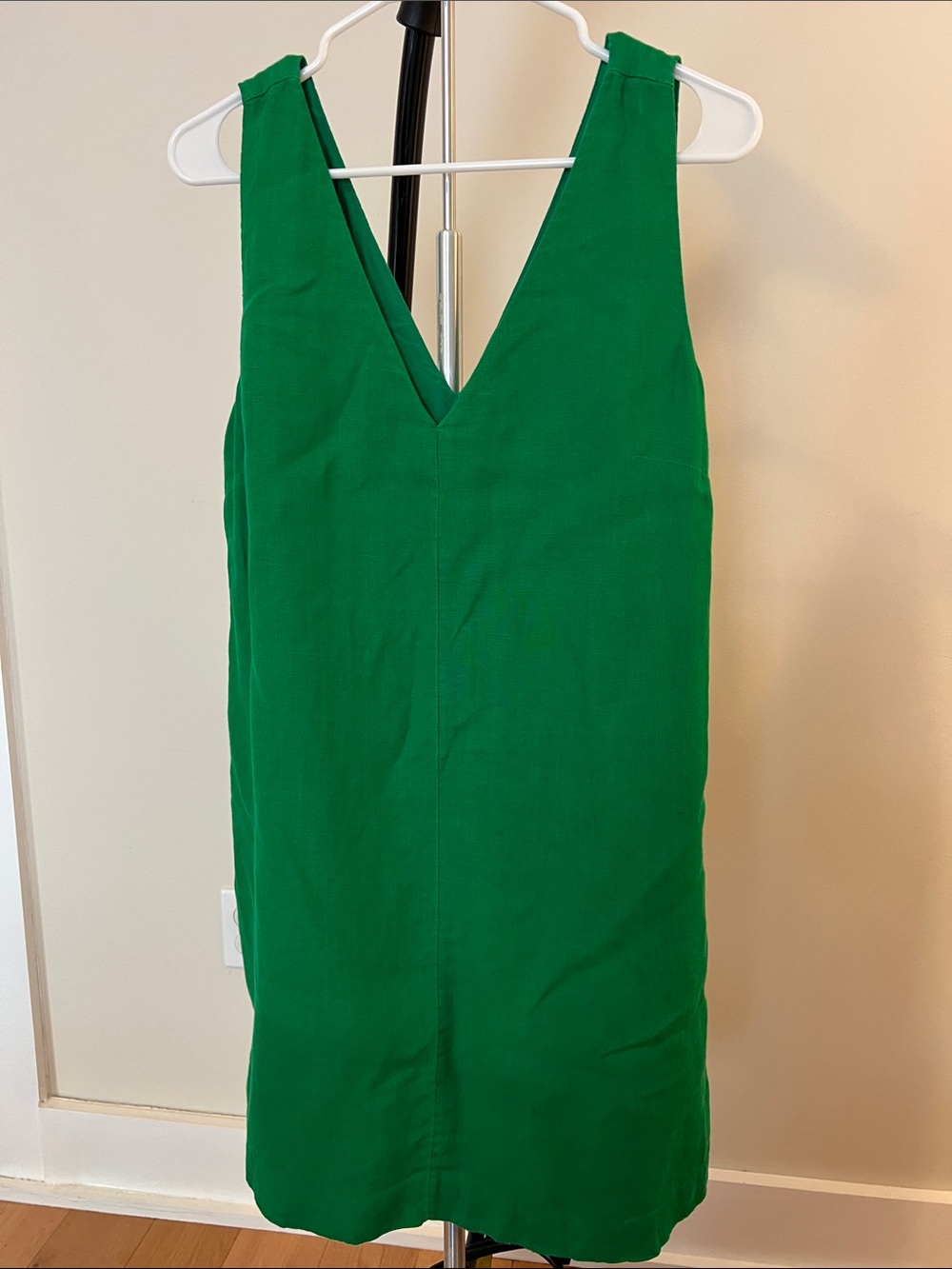 JCrew Linen Green V-Neck Dress